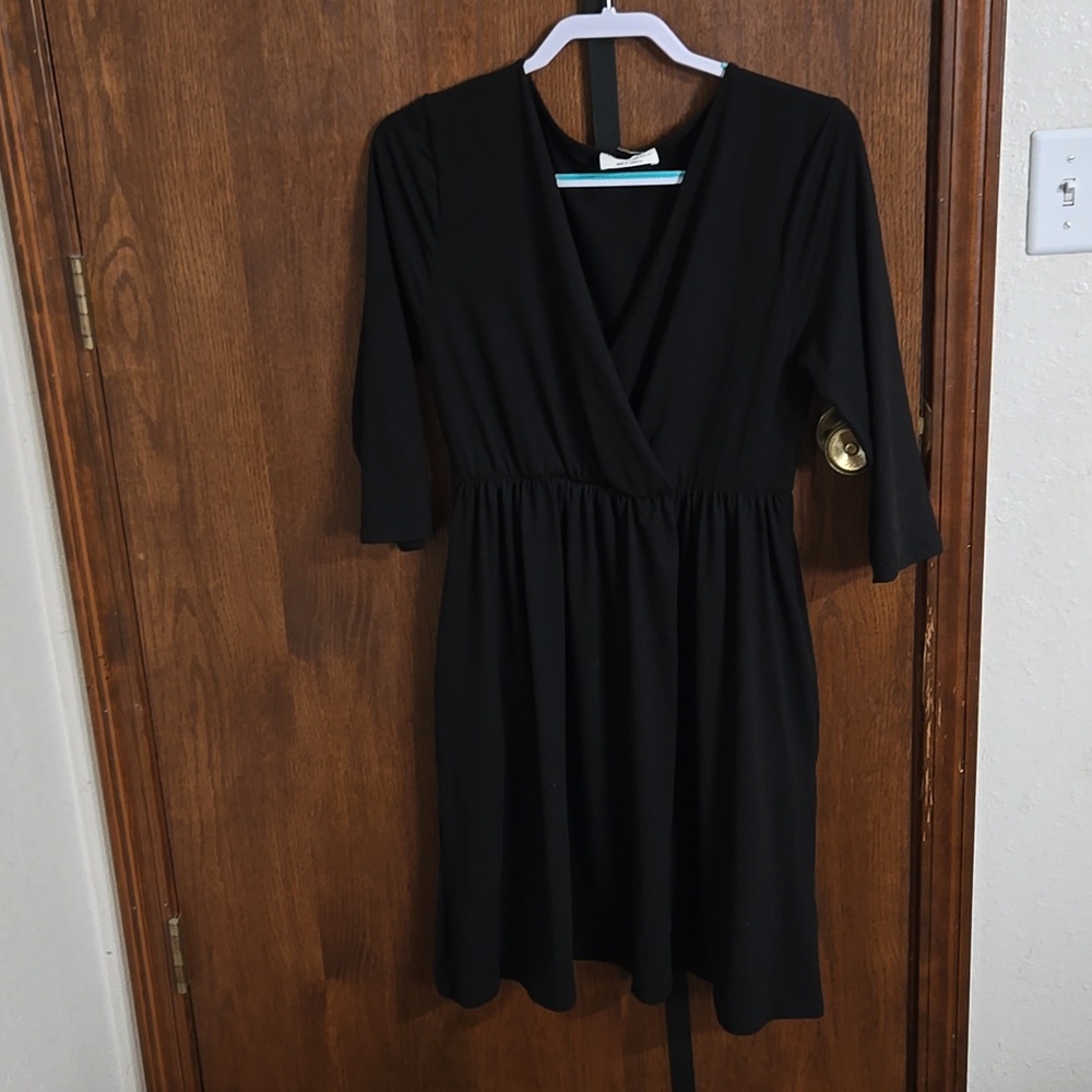 Black Zenana dress with pockets, 3/4 length sleeves